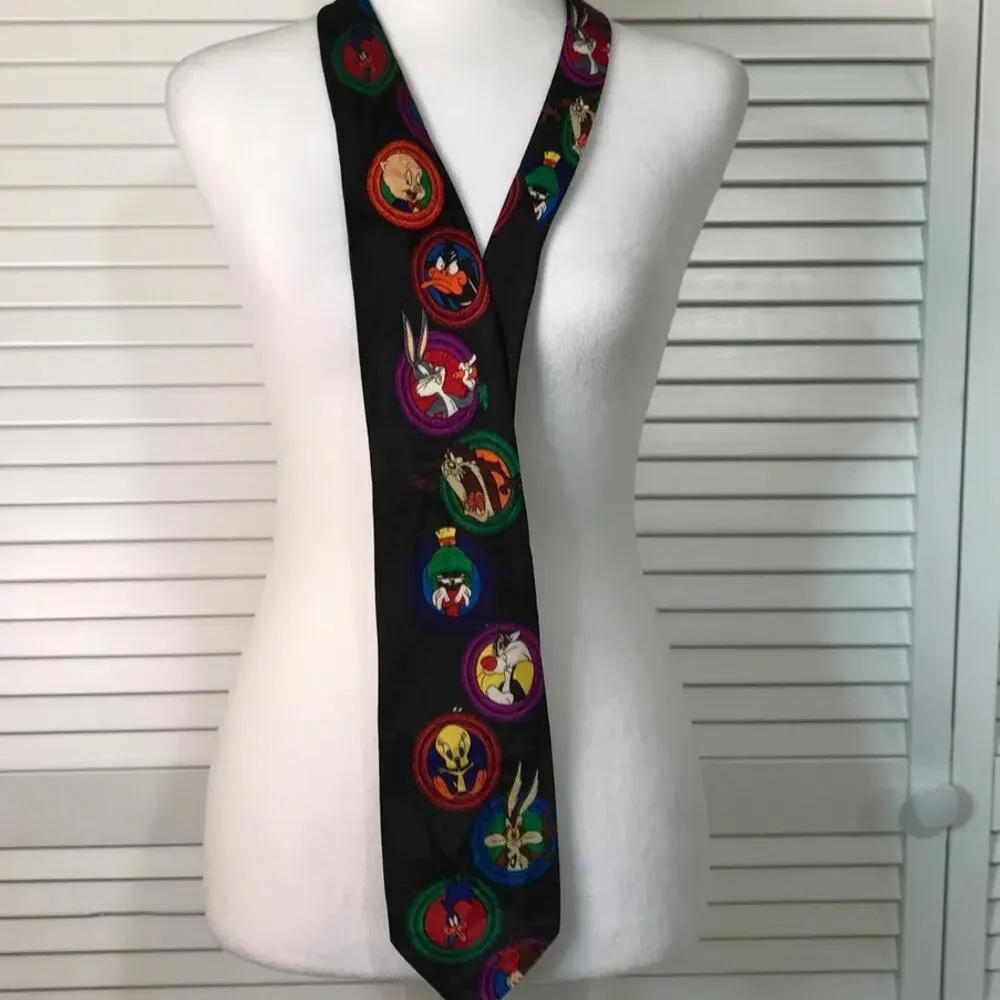 Warner Bros. Vintage Looney Tunes Characters Classic Wide Tie 1990’s 58”